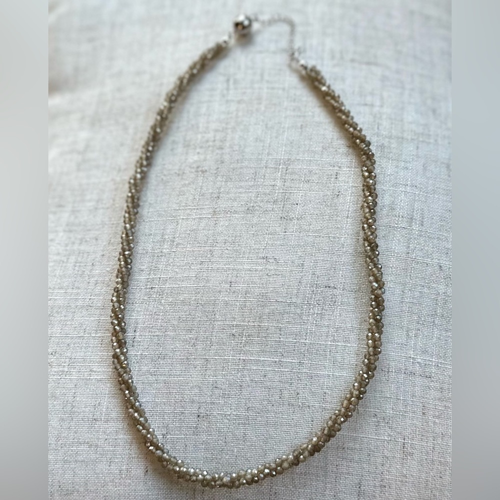 Gray Labradorite Rhodium Over Sterling Silver Beaded Necklace